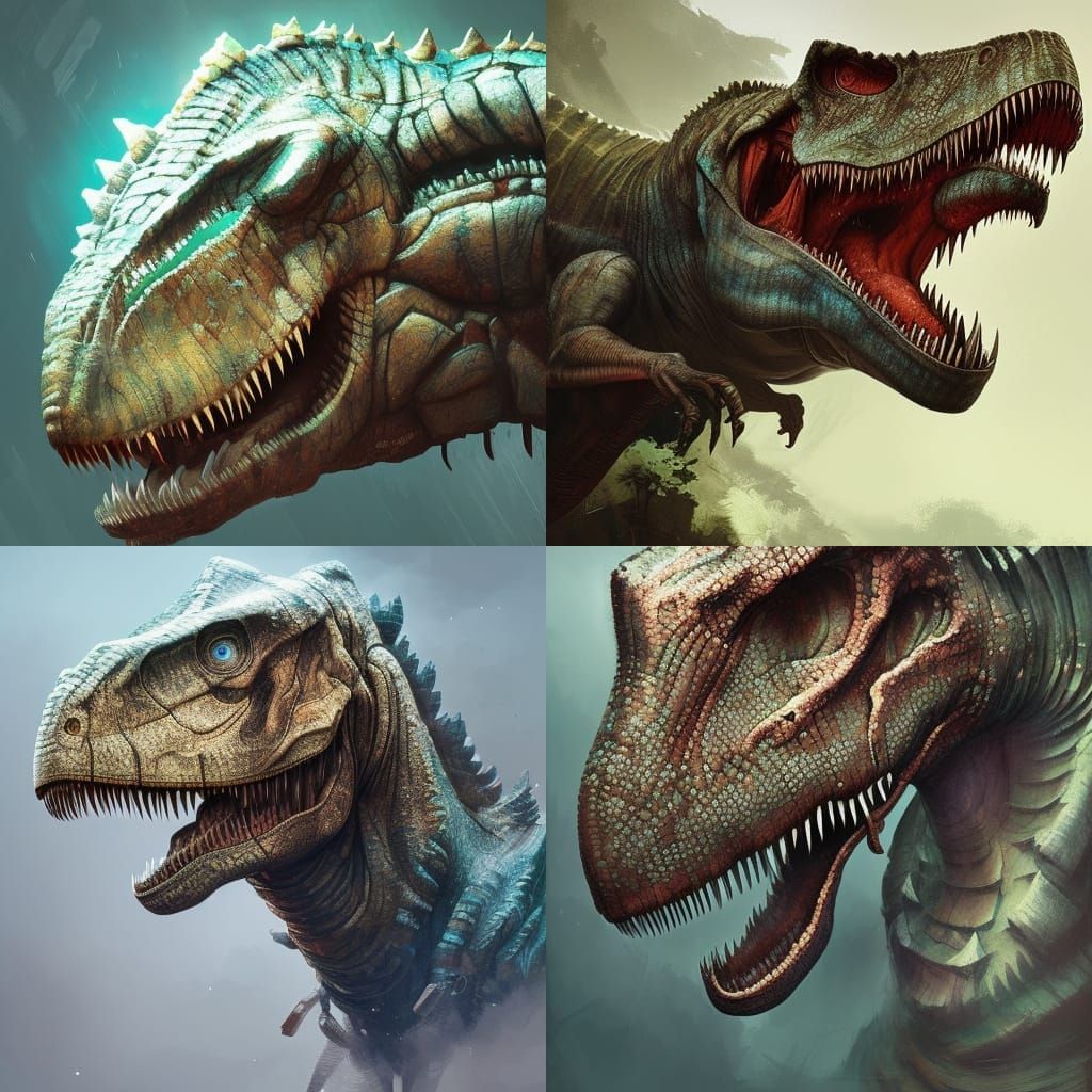 Detailed Dinosaur T-Rex Portrait in Fantasy Art Style