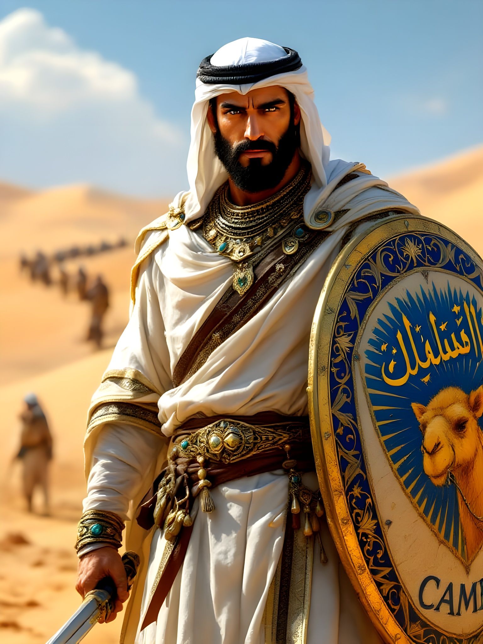 Regal Arabian Warrior Embodies Desert Leadership