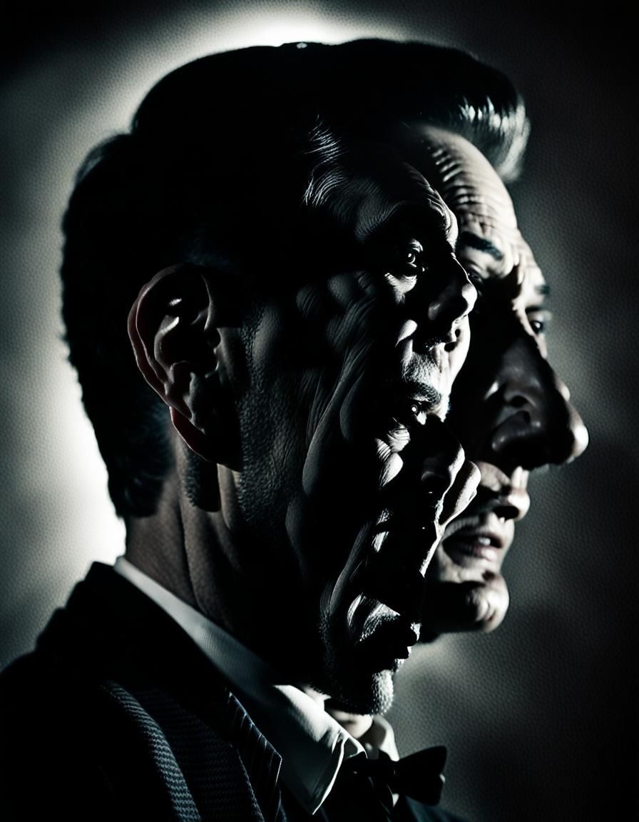 Film Noir Portrait: Man with Two Heads