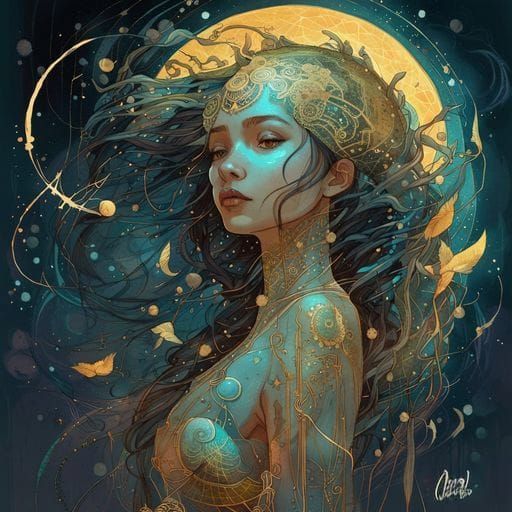 AI Generated Image of a Moon Goddess