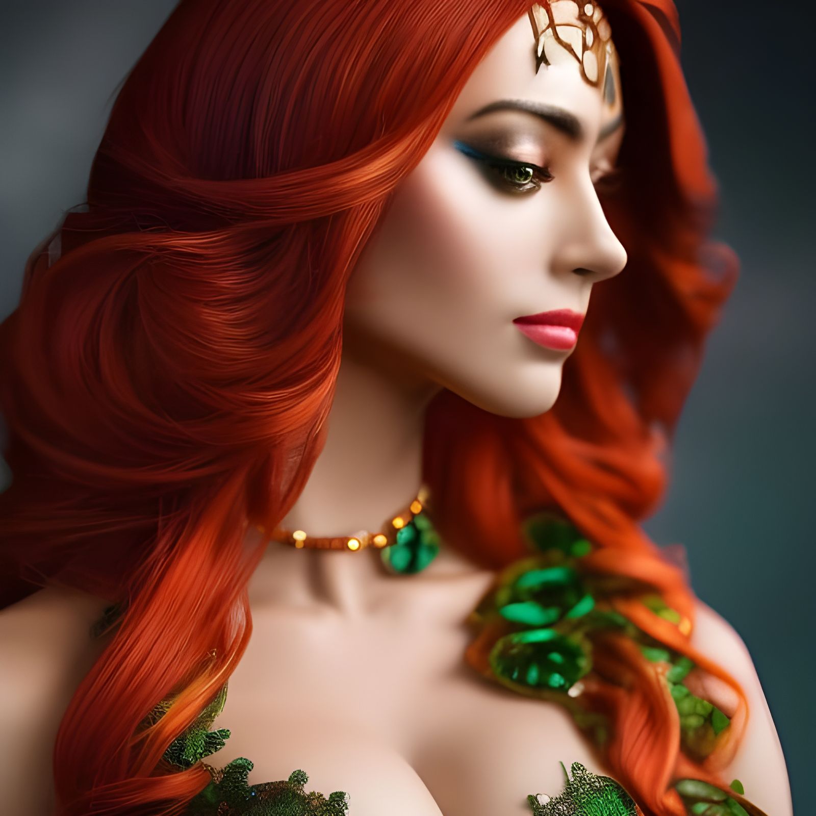 Glamorous Poison Ivy in a Hyperrealistic DC Comics Portrait