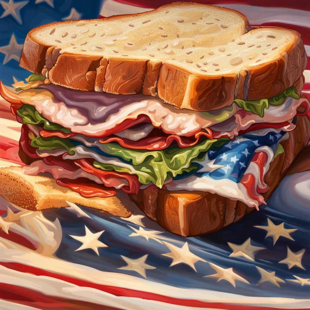 Star-Spangled Sandwich: Hyperrealistic Splash Art