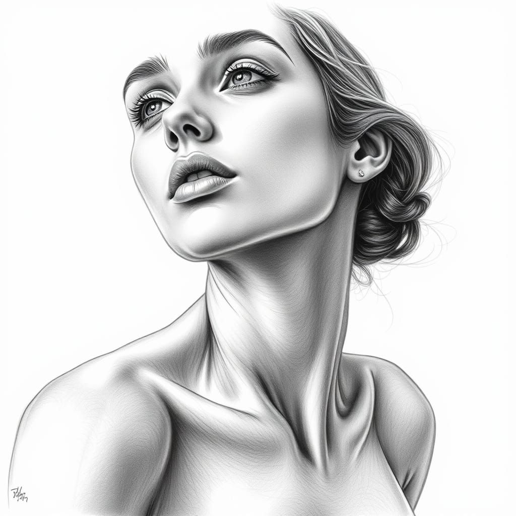 Stunning Young Woman: Anatomical Drawing