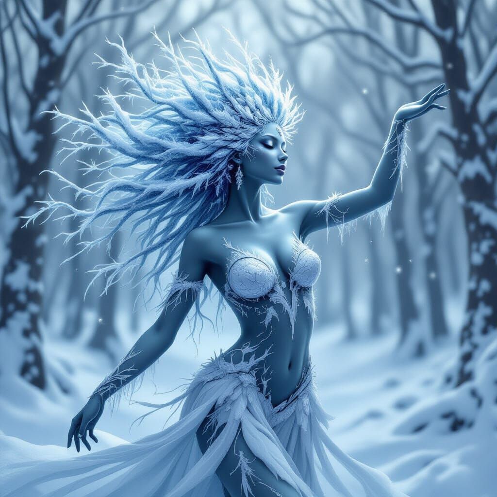 Majestic Winter Figure with Crystalline Skin