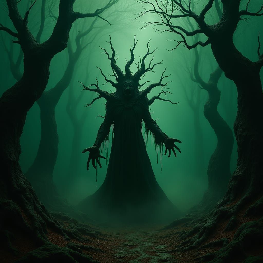 Eerie Forest Devouring, a Dark Matte Painting