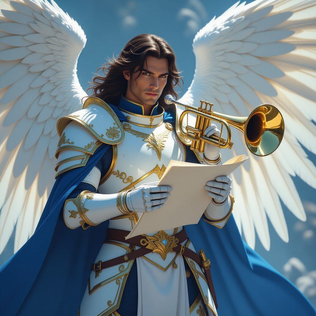 Archangel Gabriel in Sleek Armor, Digital Art