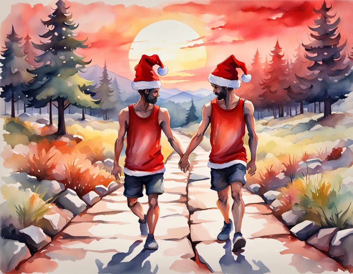 Devils Celebrate Christmas in Deer Park, Watercolor