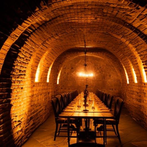 Fantasy Wine Cellar with Antique Bottles