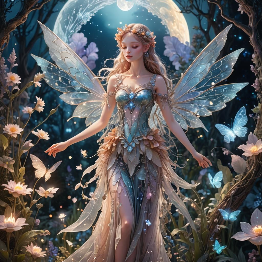 Dreamy Fairycore Moonscape with Glowing Flora