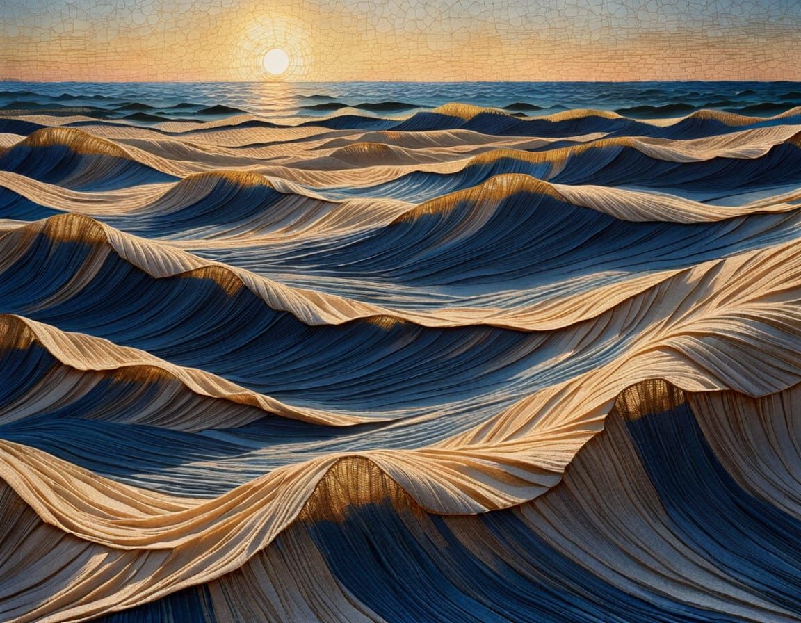 Beachscape Fabric Collage