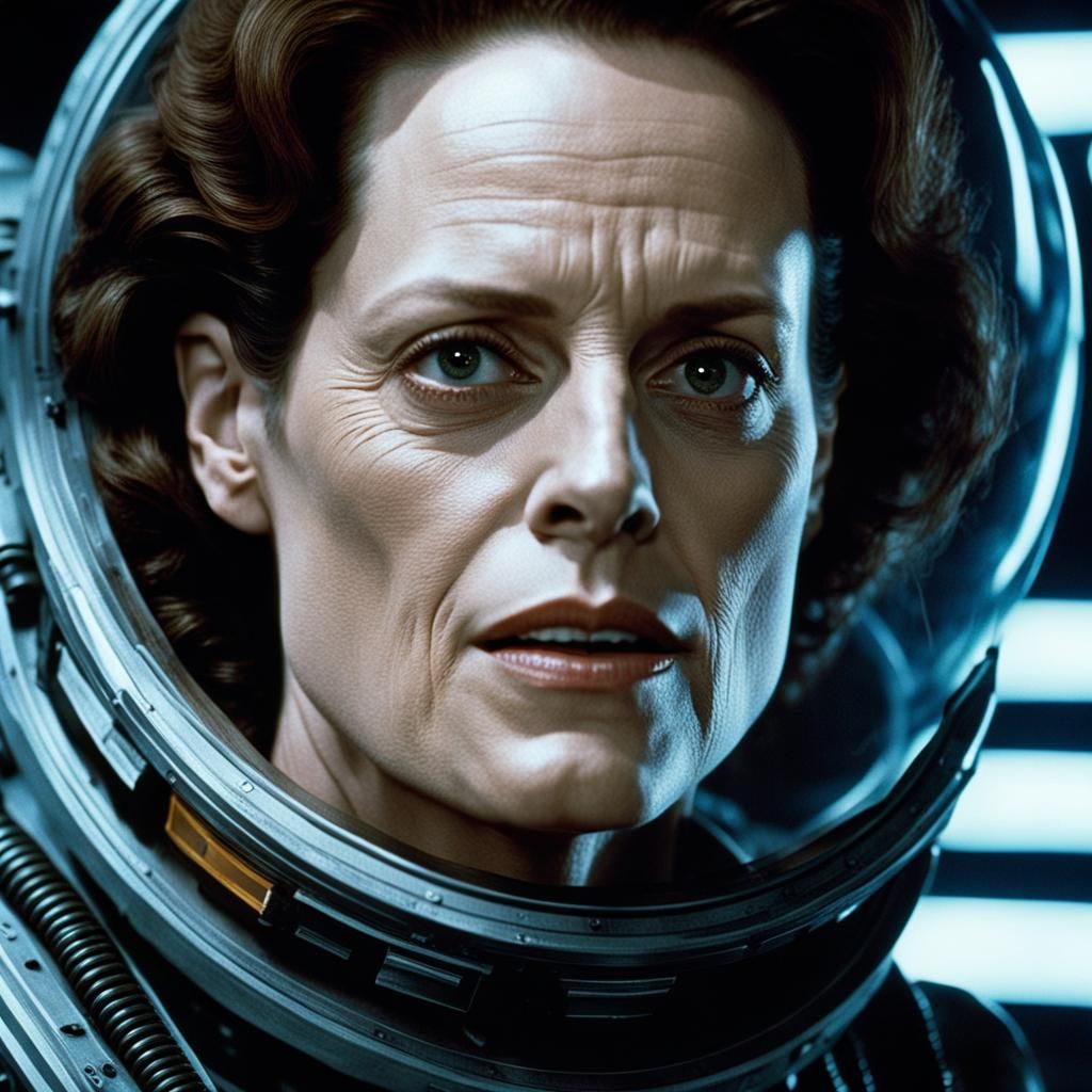 Sigourney Weaver Close-Up: Alien Movie Scene