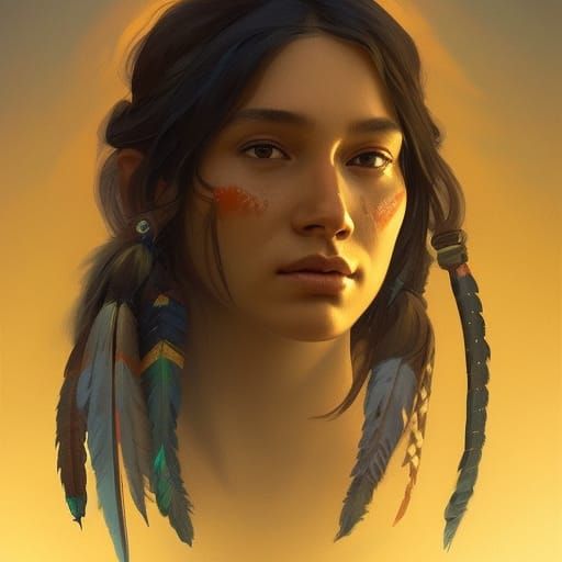 Detailed Native American Portrait in Hyperrealistic Style
