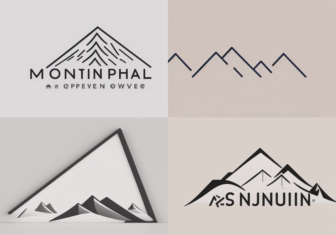 Minimalist Logo: Mountain, Waves, and Pine Tree