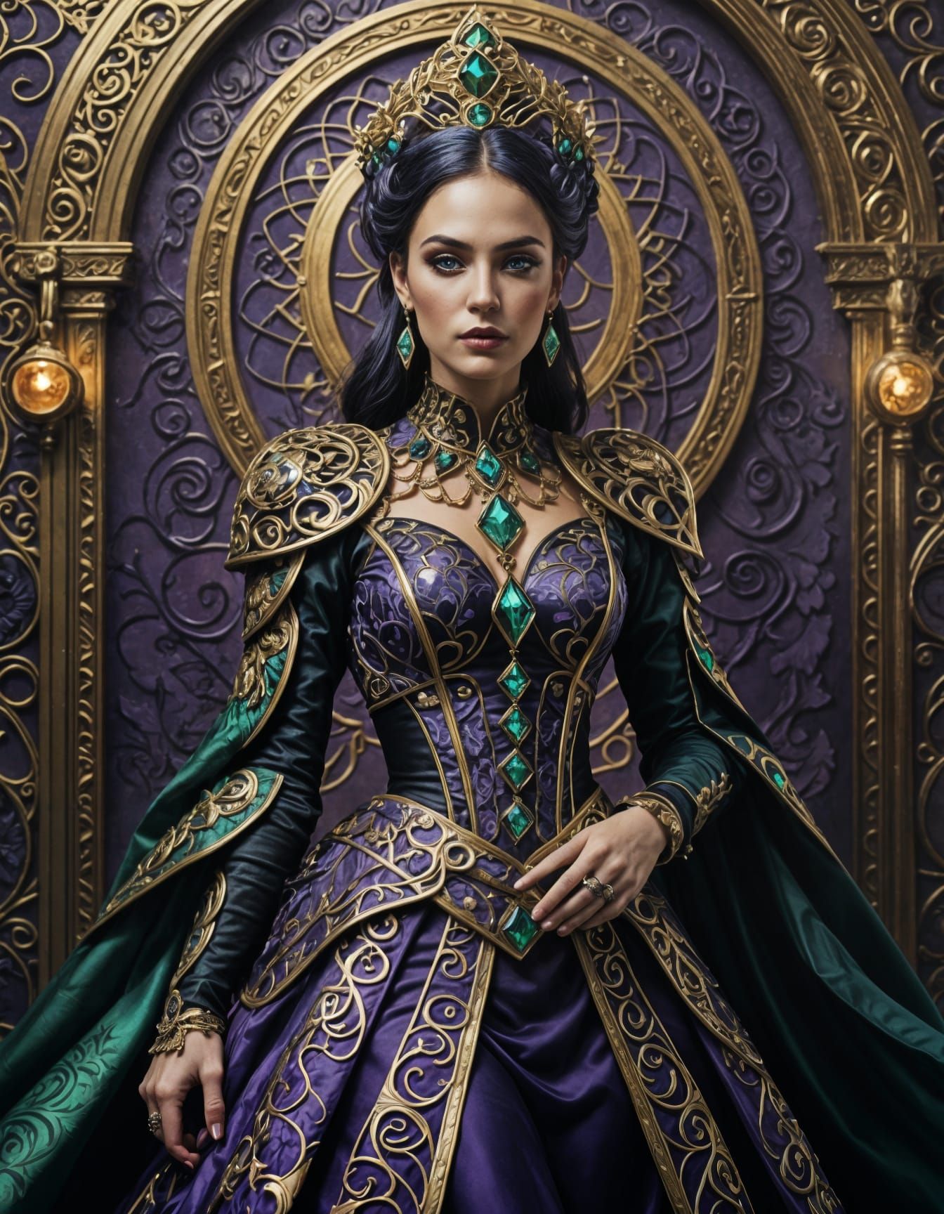 Gothic Fantasy Woman in Vibrant Fantasy Attire