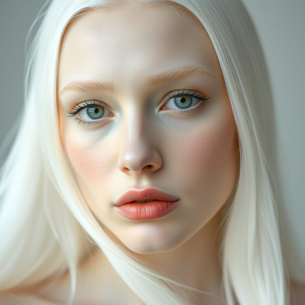 Ethereal Albino Woman in Fashion Editorial Portrait