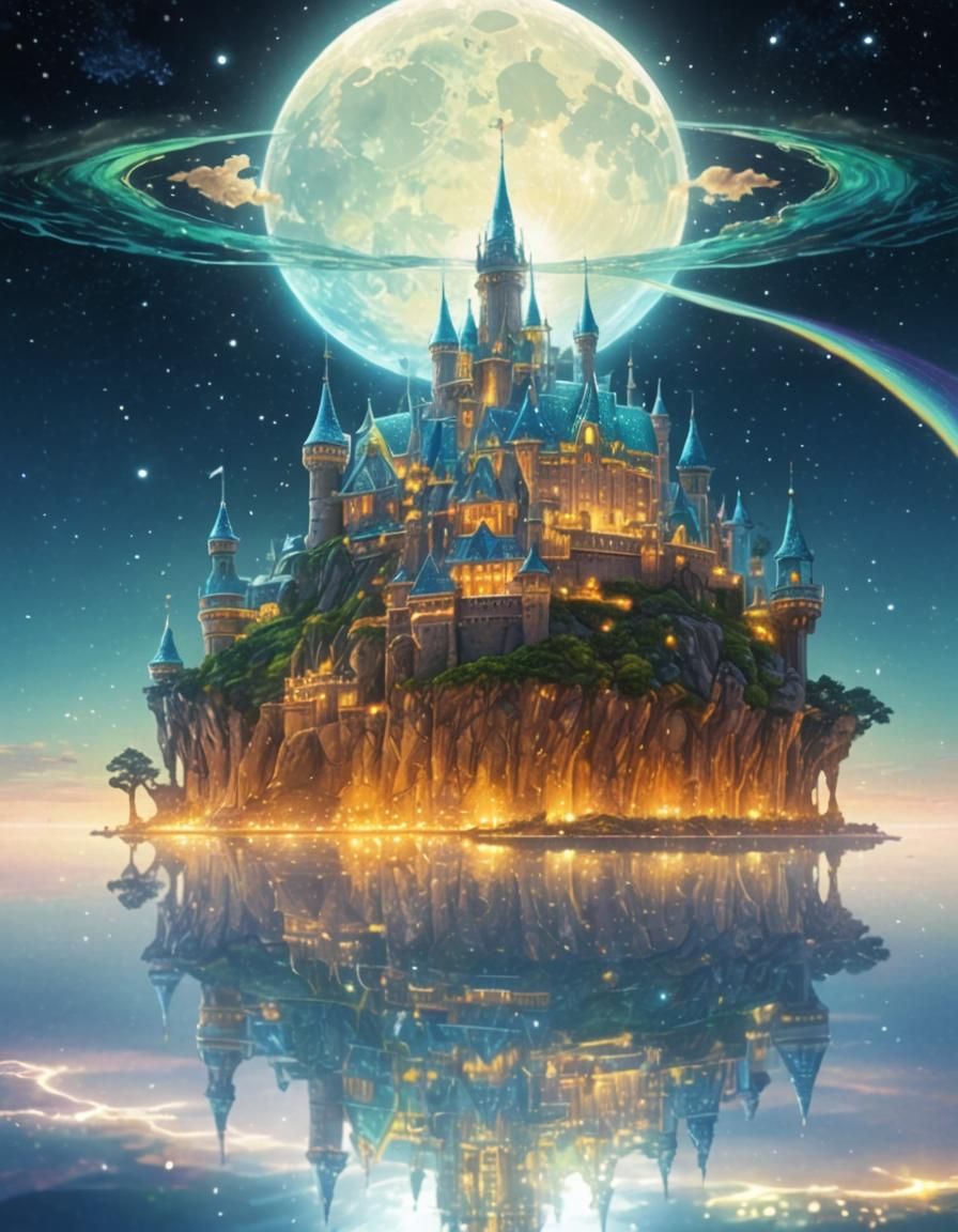 Ethereal Glass Palace Radiates Moonlit Splendor