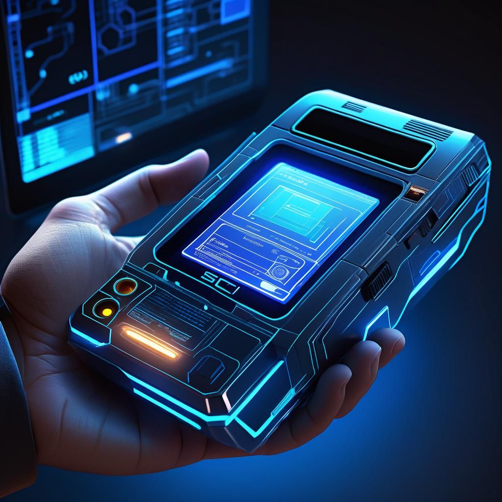 Futuristic Tricorder Concept Art with Intricate Details