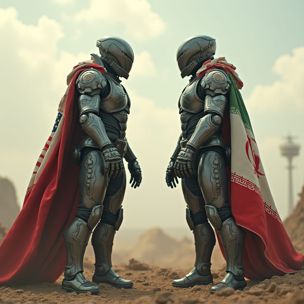 USA and Iran in Dystopian Futuristic Armor