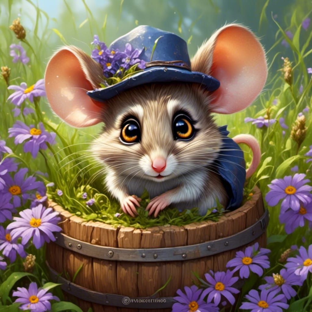 Adorable Mouse with Hazel Eyes in Anime Style