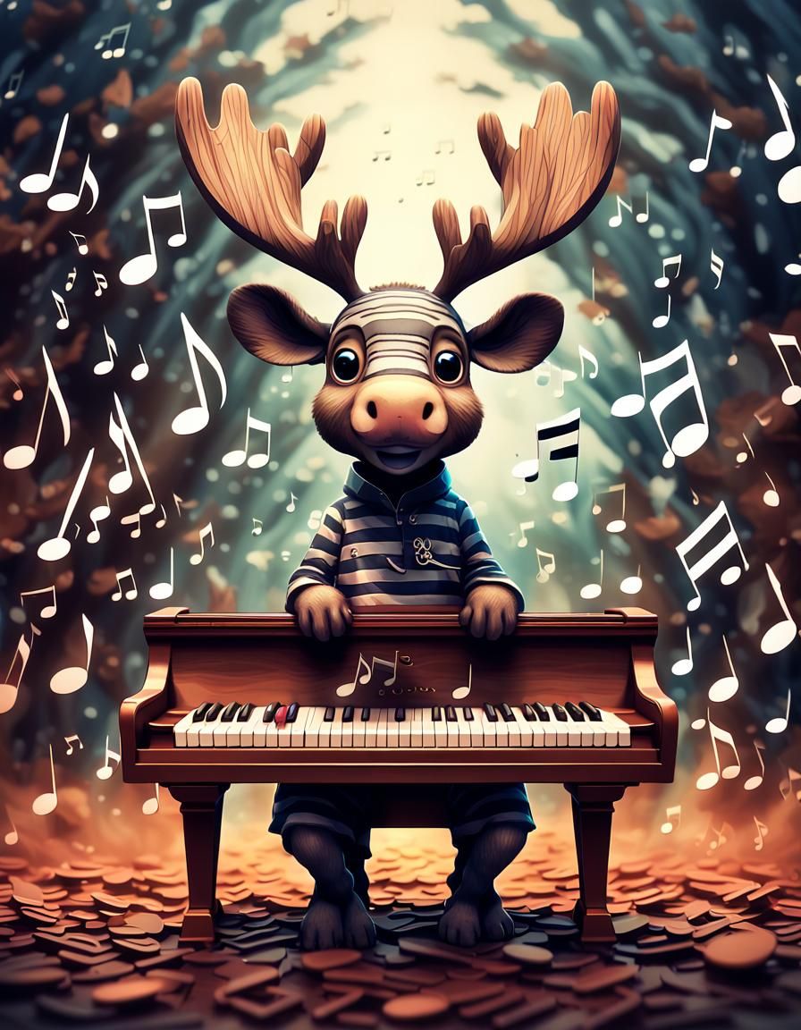 Moose behind the piano