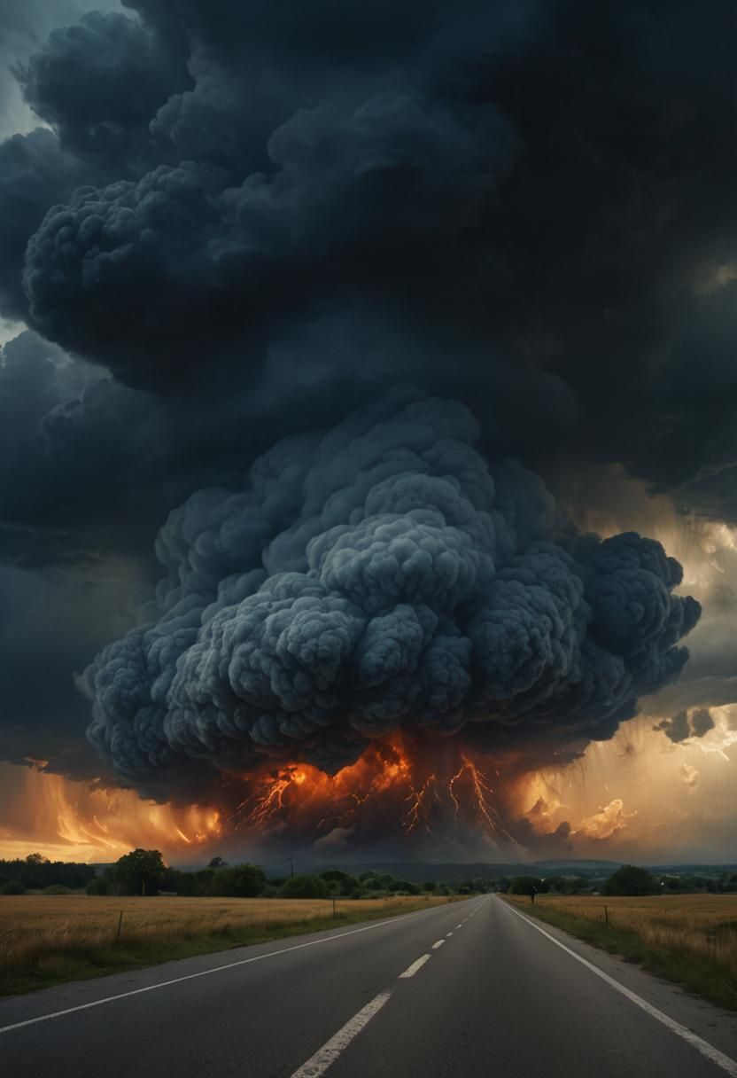 Angry Cloud Face in Surrealist Style