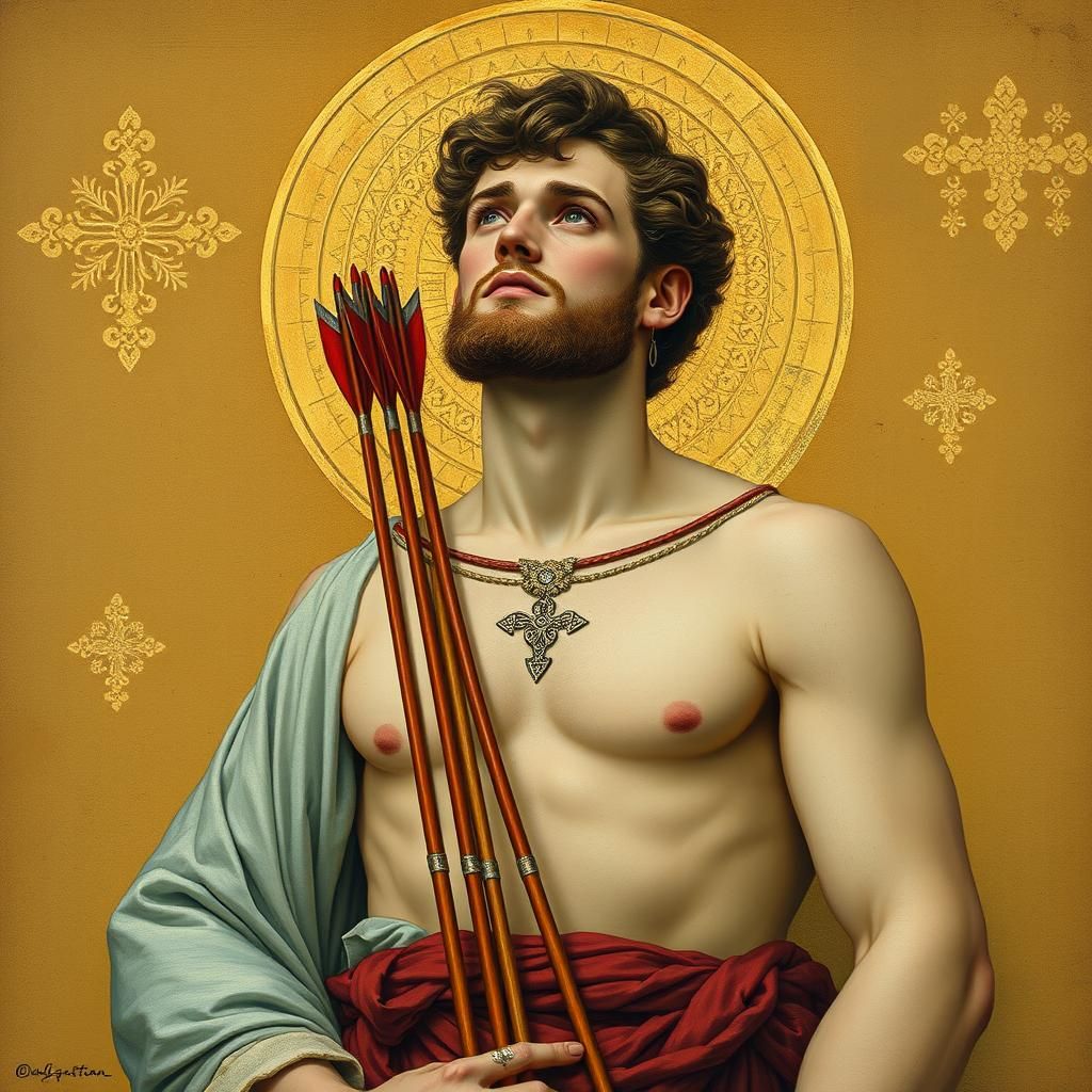 Saint Sebastian in Gustav Klimt Inspired Style