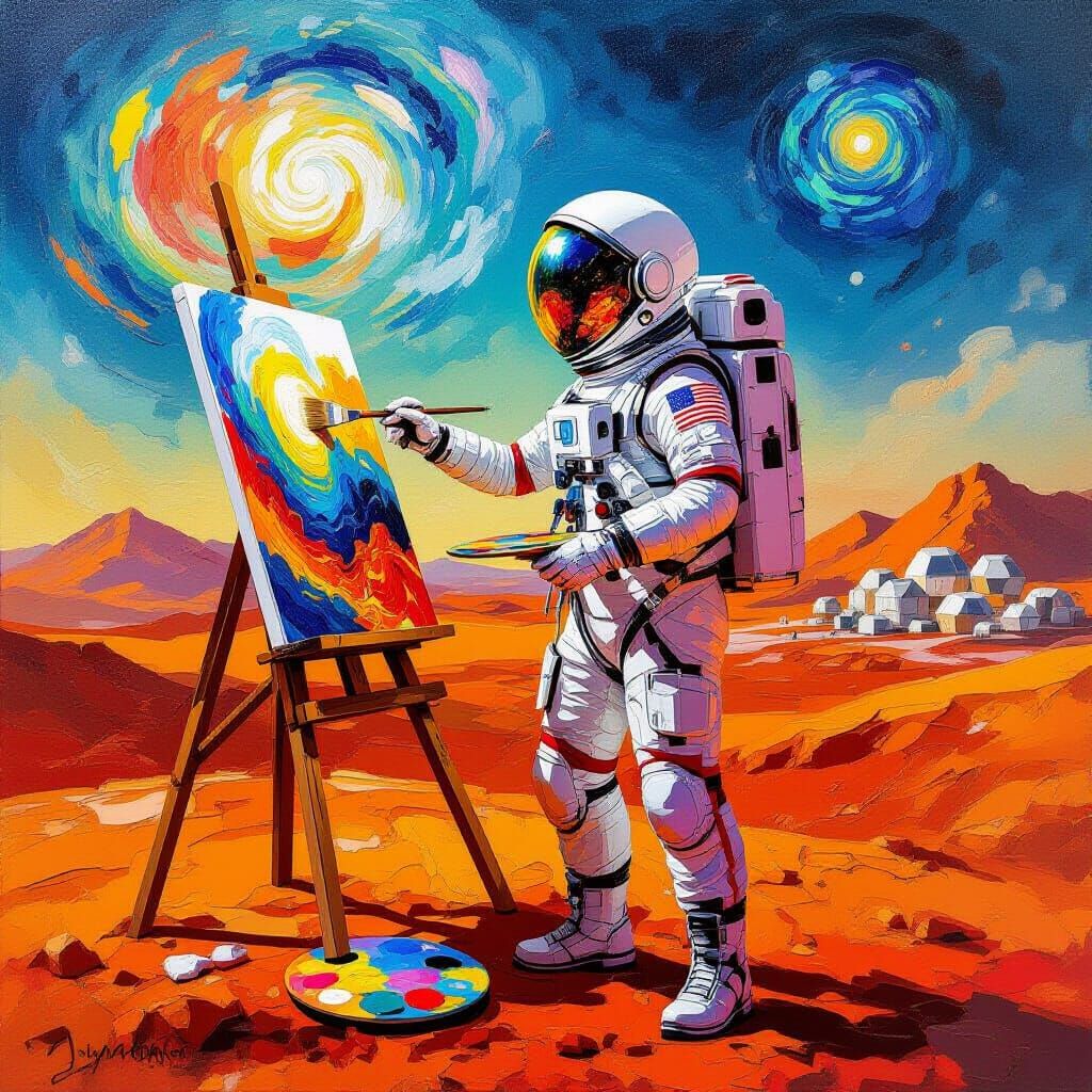 Astronaut Artist Paints Mars in Surreal Impasto Style
