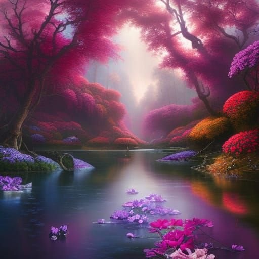 Hyperdetailed Floral Fantasy Art in Surreal Style