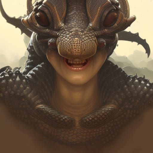 Armored Alien Humanoid Portrait in Hyperdetailed Style