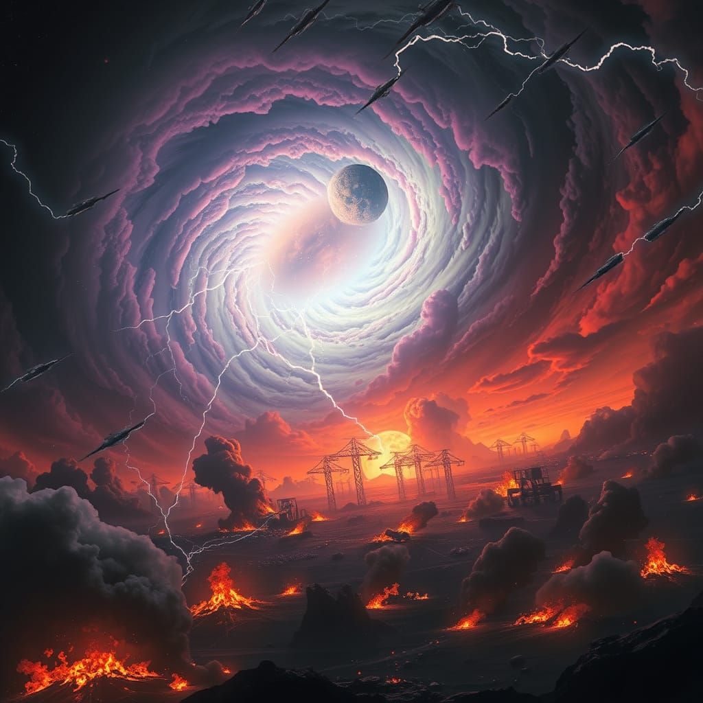 Earth Engulfed: Apocalyptic Energy Field in Dystopian Style