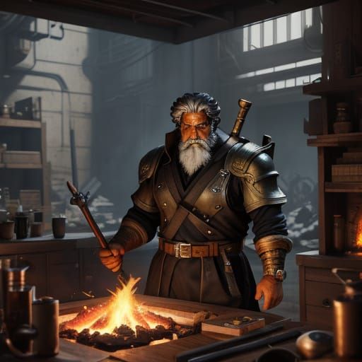 Hephaestus at his forge