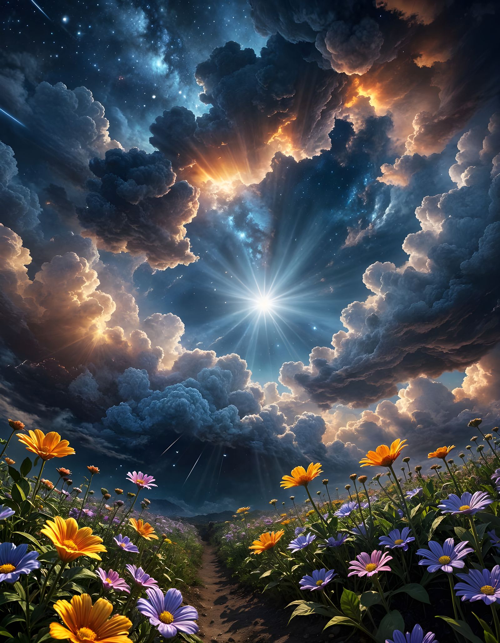 Celestial Bloom in Dazzling Starlight