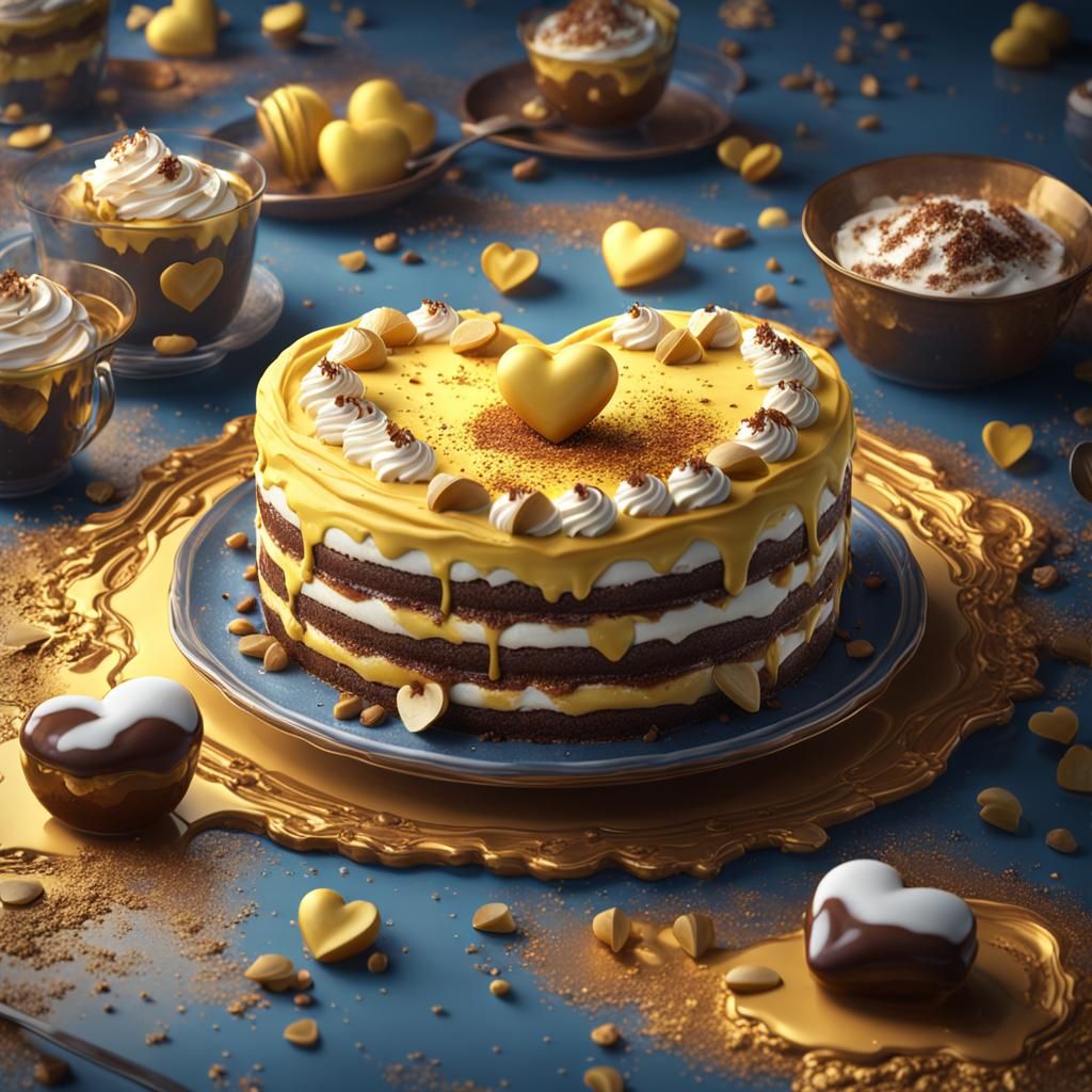 Heart Tiramisu Dessert in Detailed Matte Painting