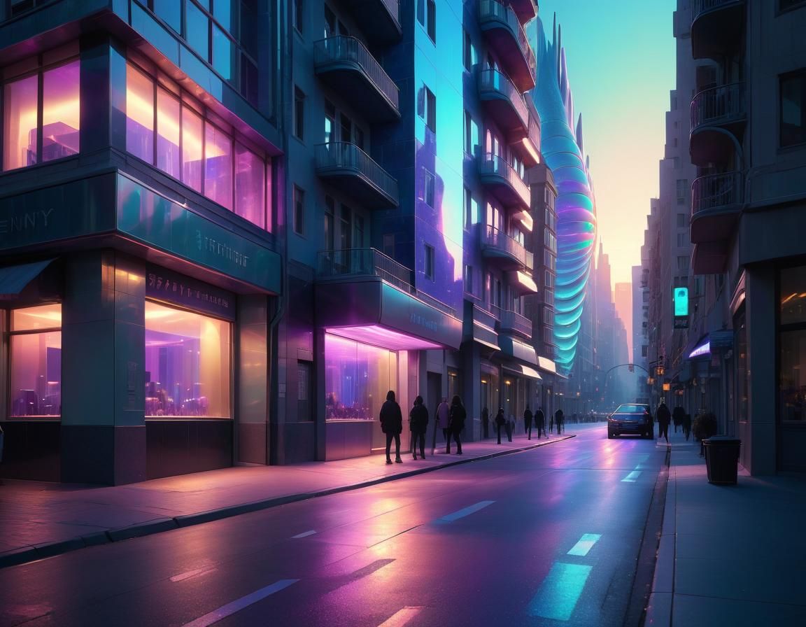 City Street Corner Meets Alien Architecture