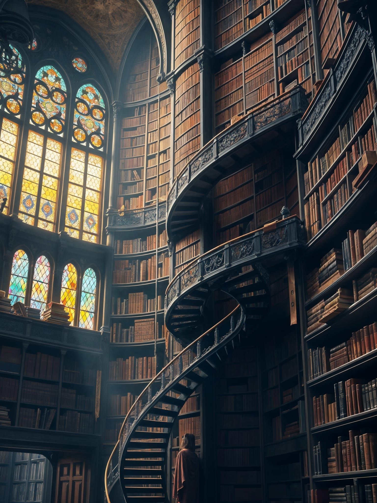 Surreal Gothic Library in Epic Heights