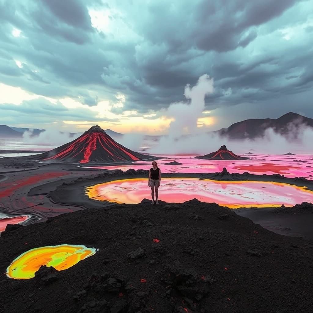 Dallol Volcano: Surreal Ethiopian Landscape with Woman