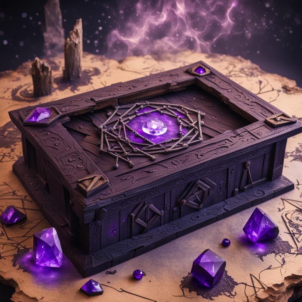 Cursed Box with Dark Crystal and Ancient Runes