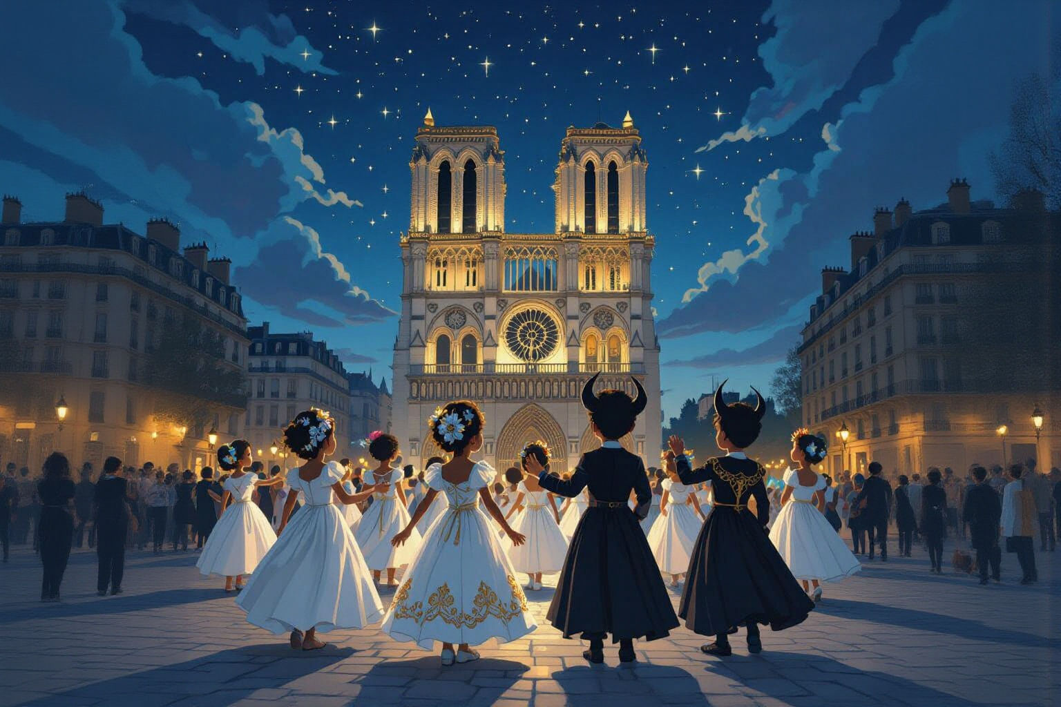 Children Dancing at Notre Dame Cathedral