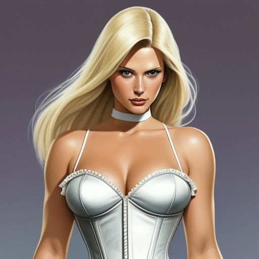 Emma Frost in White Corset, Fantasy Art Style