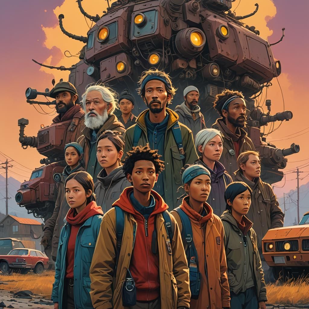 Diverse Group Portrait in Fantastical Setting