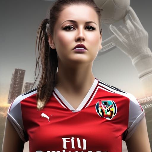 Beautiful Woman Footballer in Detailed Matte Painting