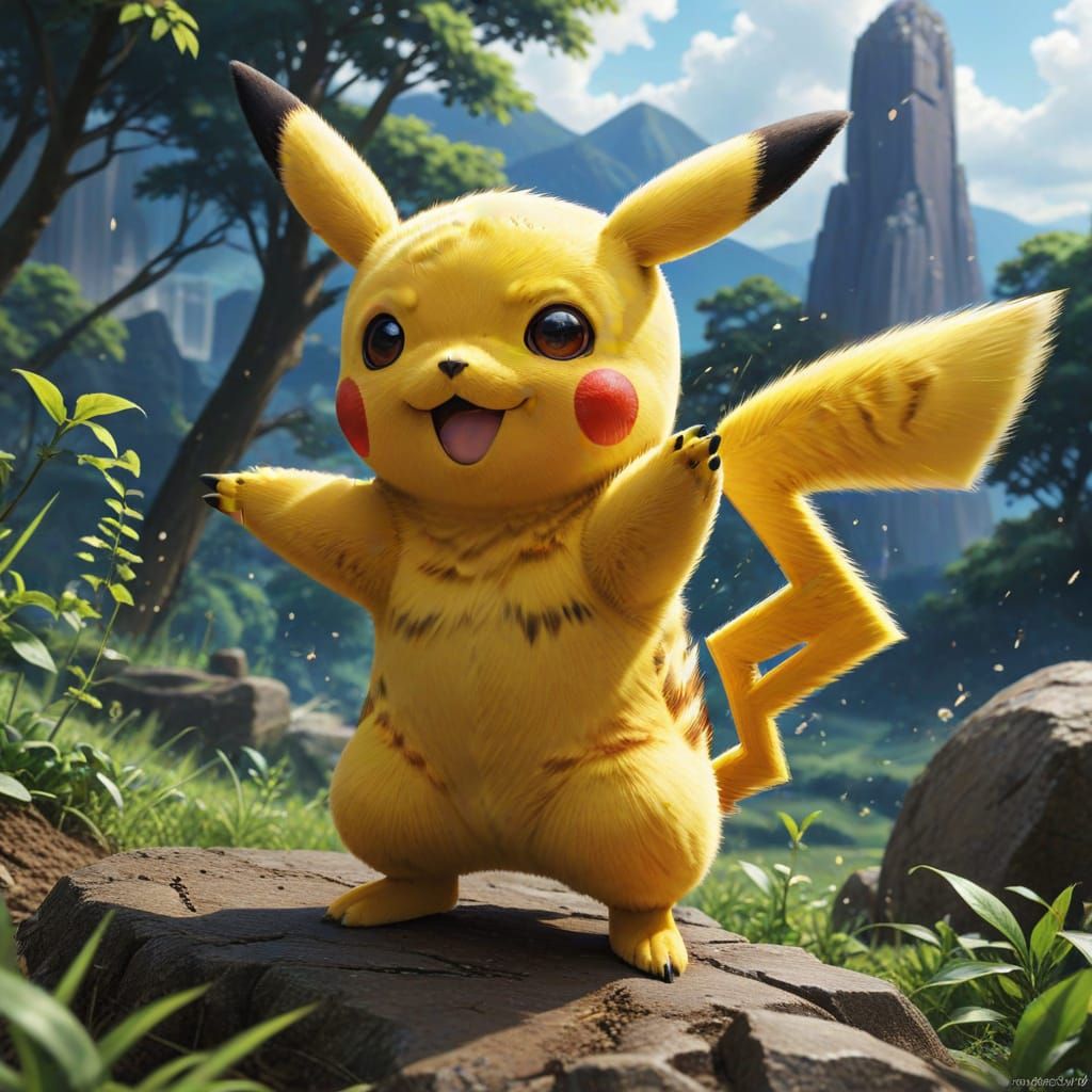 Mighty Pikachu in Anime Style