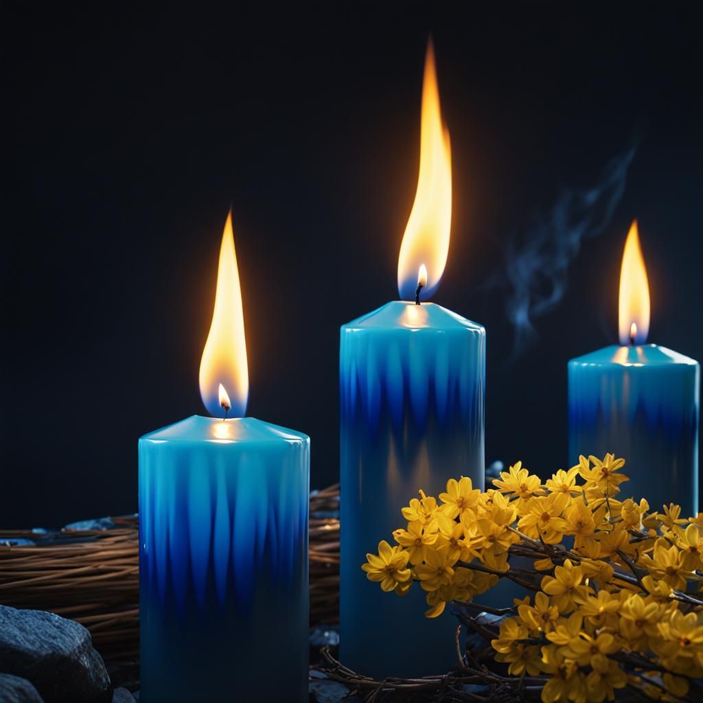 Candle Flame in Blue Ambience, Digital Art