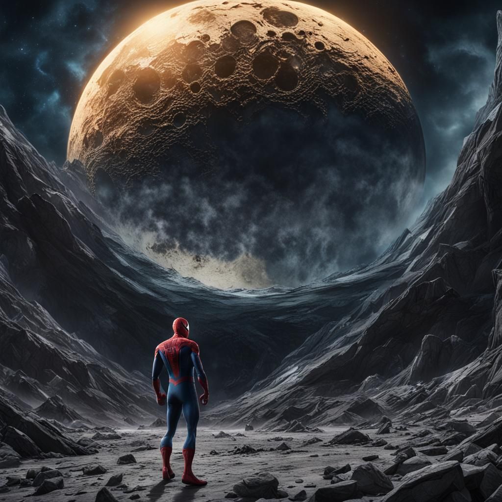 Spiderman Transforms into Venom on the Moon