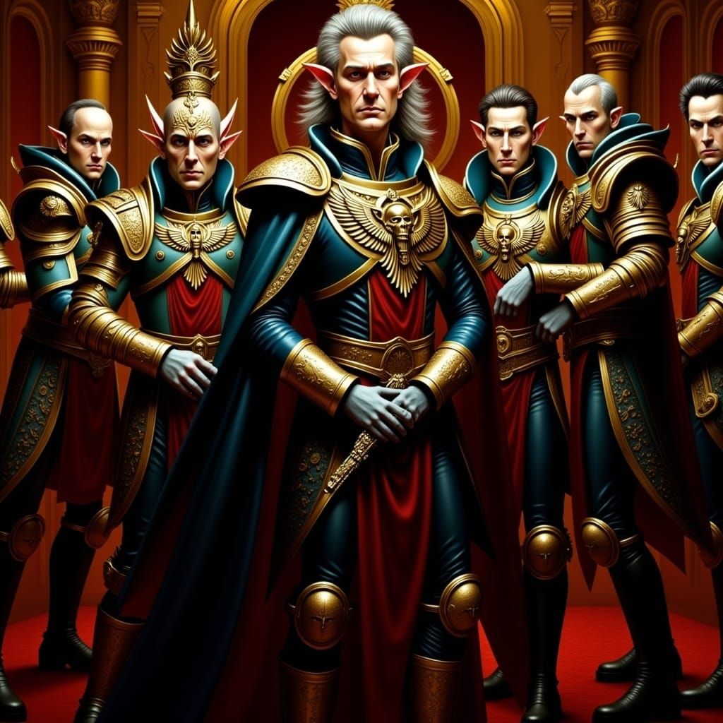 Elegant Officers in Starship Splendor, in Fantasy Art Style