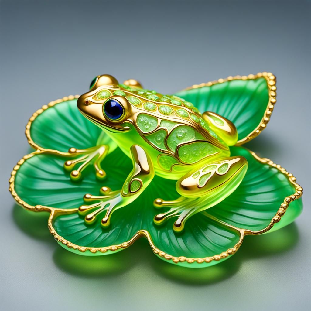 Art Deco Uranium Glass Frog Figurine