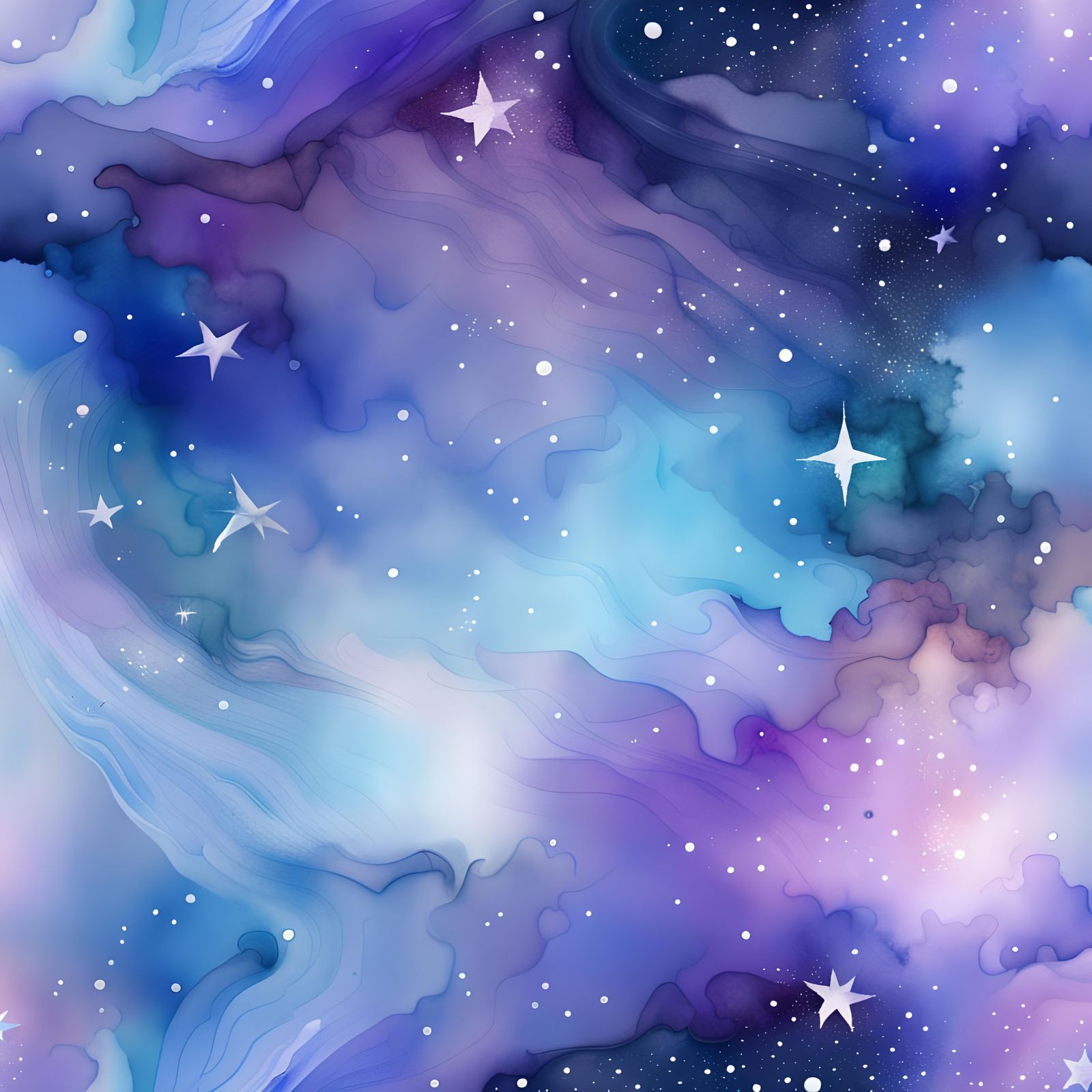 Ethereal Watercolor Twilight Sky with Cosmic Stars