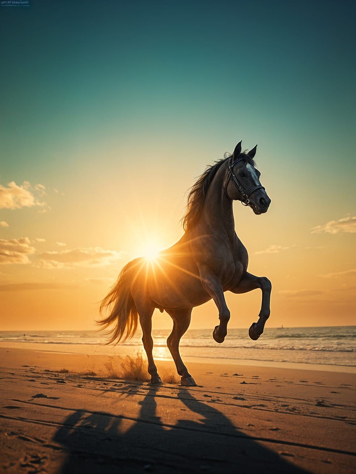 Sunset Horse Silhouette: Double Exposure Art