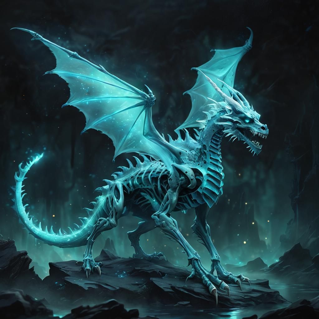 Undead Dragon Portrait in Dark Fantasy Style