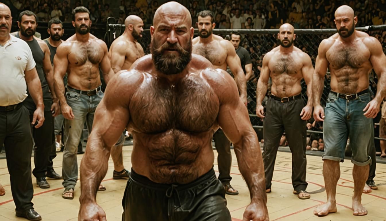 Intense Oil Wrestling Match: Cinematic Photography